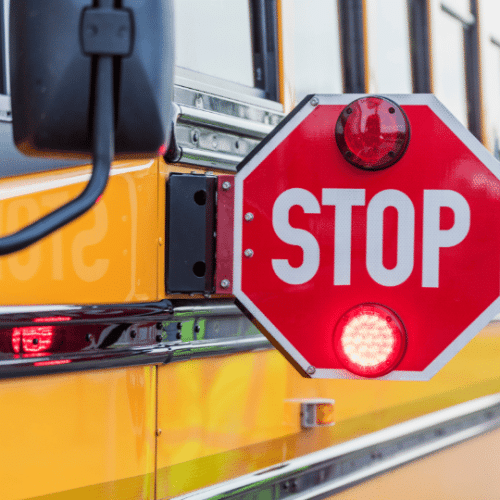 School bus stop sign equipped with cameras for safety violations