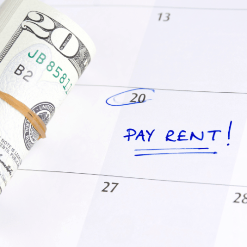 Pay Rent marked on calendar